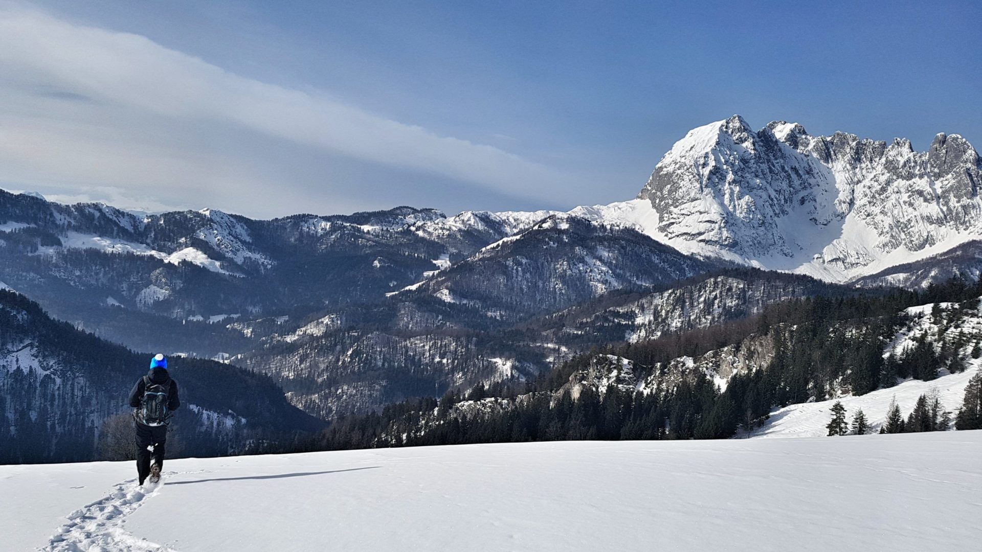 Schneeschuhwandern mit Panoramablick auf den Wilden Kaiser in St. 