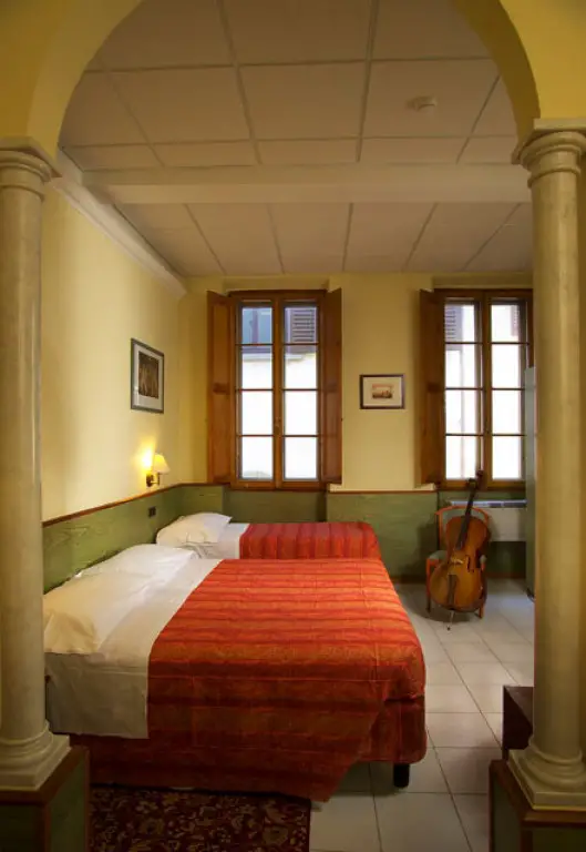 Schlafzimmer des Hotel Casci, Florenz, Italien