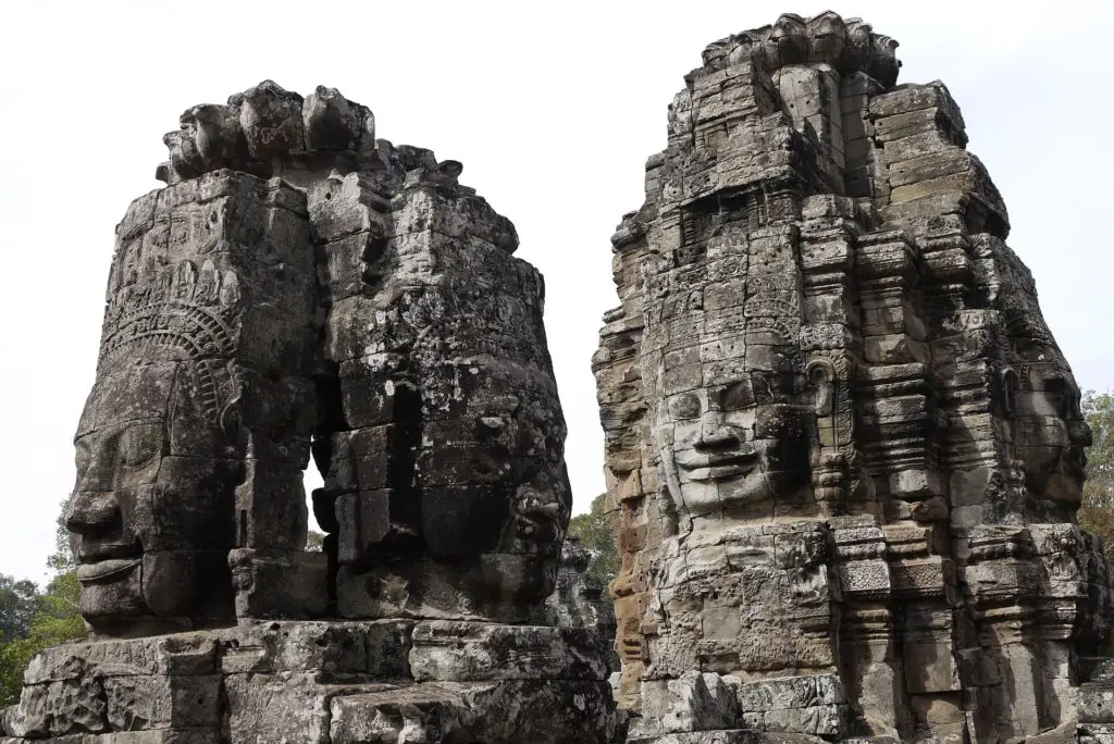 Köpfe des Bayon-Tempels in Angkor Wat, Siem Reap, Kambodscha.