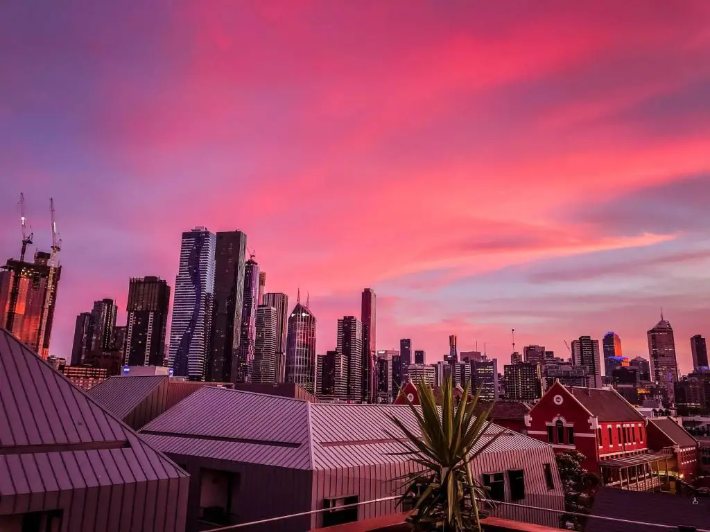 Sonnenuntergang in Melbourne, Australien.