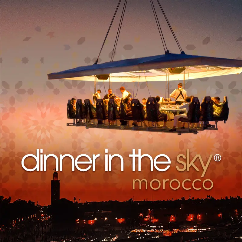 Dinner in the Sky in Marrakech, Marokko.